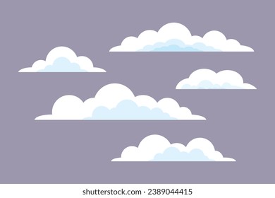 Sky clouds white. Clouds concept. Colored flat vector illustration isolated.
