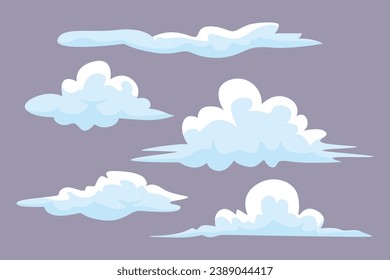 Sky clouds white. Clouds concept. Colored flat vector illustration isolated.