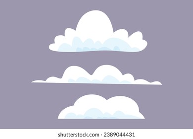 Sky clouds white. Clouds concept. Colored flat vector illustration isolated.