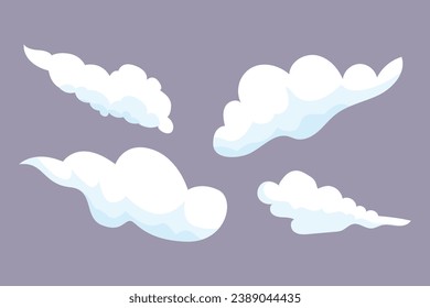 Nubes de cielo blancas. Concepto de nubes. Ilustración vectorial plana de color aislada.