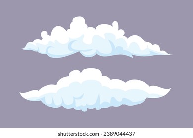 Sky clouds white. Clouds concept. Colored flat vector illustration isolated.