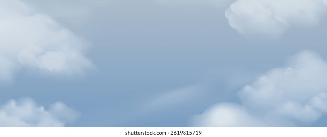 Sky cloudscape in sunny day, Vector wide panorama Summer blue sky all seasonal banner in sunny day spring and summer in the morning .Vector