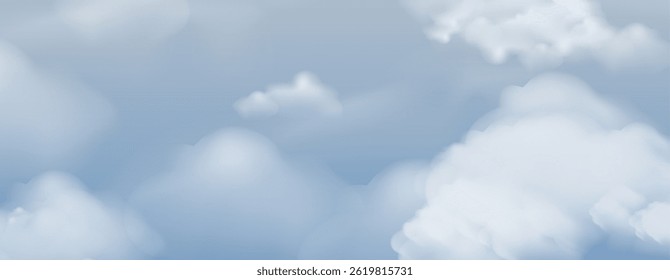 Sky cloudscape in sunny day, Vector wide panorama Summer blue sky all seasonal banner in sunny day spring and summer in the morning .Vector