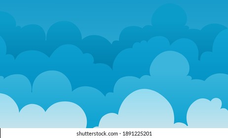 Sky cloudy background. Clouds banner template, summer spring season vector illustration