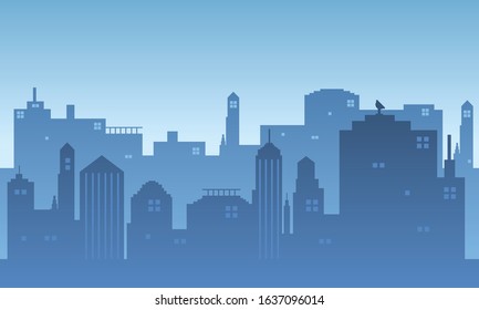 Sky dawn of urban silhouettes with many buildings 