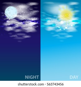 the sky day and night. glowing lines. Illustrations. Use for Website, phone, computer printing fabric decoration design etc