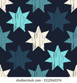 The sky with decorative Stars. Seamless pattern. Hatch. Ethnic ornament. Can be used for social media, posters, email, print, ads designs.