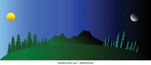 sky depicts different timezone day and night banner template