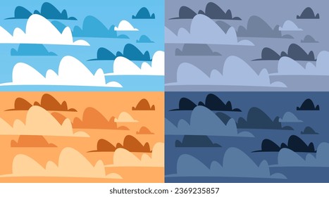 Sky different parts of day evening night sunset concept. Vector flat graphic design illustration