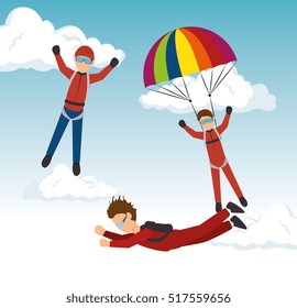 Sky Diver Parachutist Sport Design