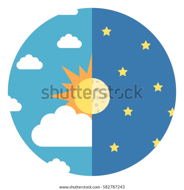 Sky Divided Halves Sun Moon White Stock Vector (Royalty Free) 582787243