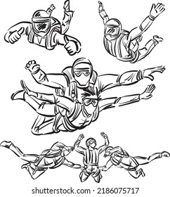 Sky Diving Extreme Sport Lifestyle Brush Stroke Vector Illustration