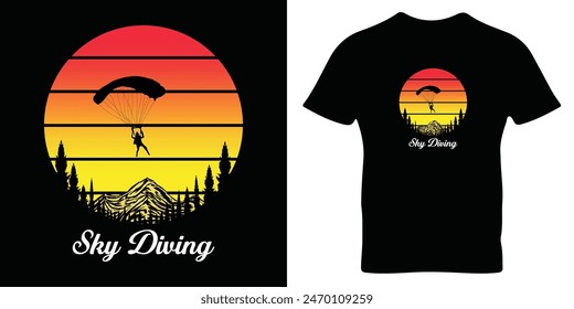 
Sky diving t-shirt design. Colorful and fashionable t-shirt design for men and women.