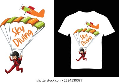 Sky diving t-shirt design.Colorful and fashionable t-shirt design for men and women.