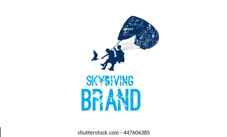 Sky diving vector logo template. Para planing, delta planning sign (symbol, illustration)