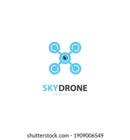 SKY DRONE Logo Design Template Flat Style Design Vector