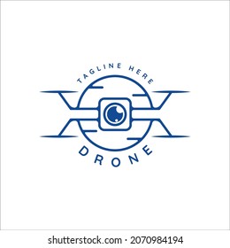 sky drone logo line art vintage vector illustration template icon graphic design