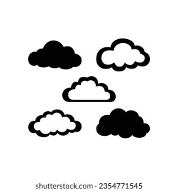 sky element vector of Cloud symbol clip Art collection set, climate clouds icon isolated on white background.