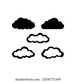 sky element vector of Cloud symbol clip Art collection set, climate clouds icon isolated on white background.