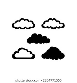 sky element vector of Cloud symbol clip Art collection set, climate clouds icon isolated on white background.