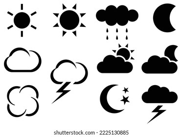 Sky Elements Cute weather Hand Drawn vector elements silhouette 