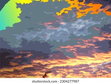 sky in the evening use yellow, orange, sky