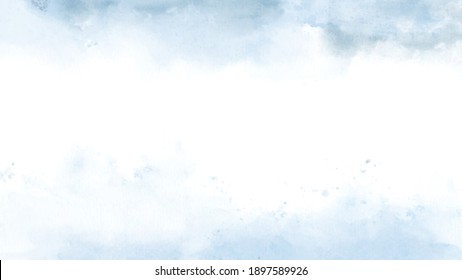 Sky fantasy pastel blue watercolor hand-painted for background