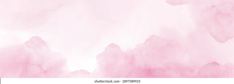 Sky fantasy pastel pink watercolor hand-painted for background