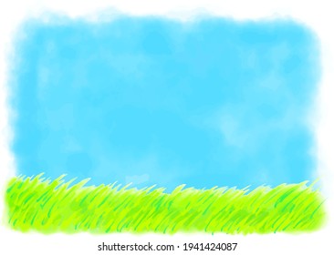 cielo simple y pradera, ilustración de acuarela pintada a mano