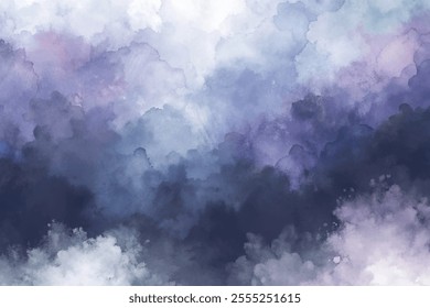 The sky is filled with clouds, and the colors are a mix of blue and purple. The brushstrokes are thick and textured, giving the impression of a stormy sky