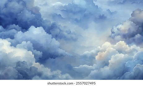 The sky is filled with clouds, creating a moody and somewhat ominous atmosphere. The clouds are scattered throughout the sky, with some appearing closer to the viewer and others further away