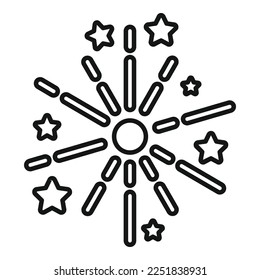 Vector de contorno de icono de Sky firework. Acto de carnaval. Nuevo partido
