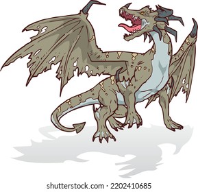 Sky Flying Dragon Monster Beast Color Vector Illustration