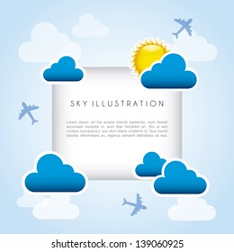 sky frame over blue background vector illustration