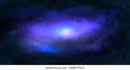 Céu galáxia nuvem estrelas nebulosa noite escura universo via látea cosmos vetor ilustração de fundo.