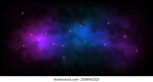 Céu galáxia nuvem estrelas nebulosa noite escura universo via látea cosmos vetor fundo