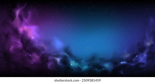 Himmel Galaxie Wolke Nebel Sterne dunkle Nacht Universum Milchstraße Kosmos Vektor Hintergrund Illustration.