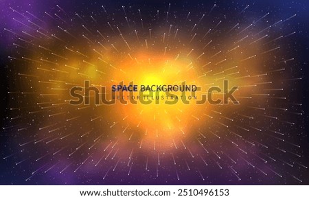 Sky galaxy cloud nebula stars big bang universe milky way cosmos vector illustration.