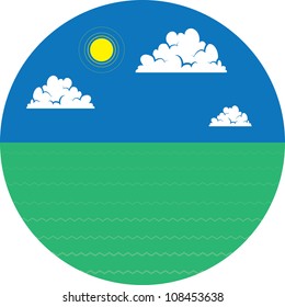 Sky and grass scene in circle cutout