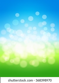 sky and green field abstract illustration background with lights effects. vector