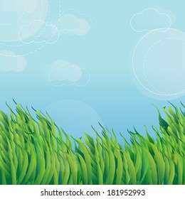 sky with green grass landscape 