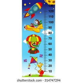 sky height measure(in original proportions 1:4) - vector illustration, eps