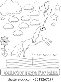 Página De Coloração Sky Horse Para Crianças.