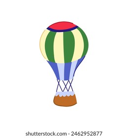 sky hot air balloon cartoon. transport bright, high up, red colorful sky hot air balloon sign. isolated symbol vector illustration