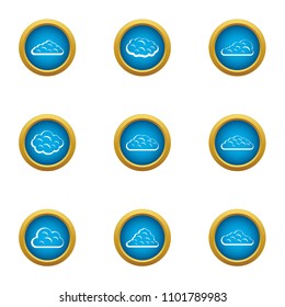 Sky icons set. Flat set of 9 sky vector icons for web isolated on white background