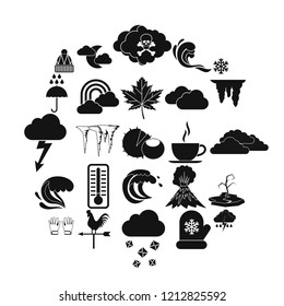 Sky icons set. Simple set of 25 sky vector icons for web isolated on white background