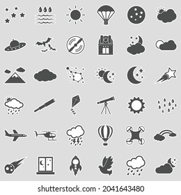 Sky Icons. Sticker Design. Vector Illustration.