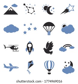Sky Icons. Two Tone Flat Design. Vector Illustration.