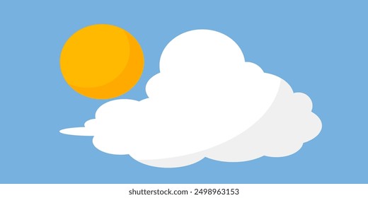 
Sky Illustration with Clouds and sun in flat style. Sky, sun and clouds background. Cloudy vector cartoon illustration in blue color. Nature abstract wallpaper. clouds, sun and sky.