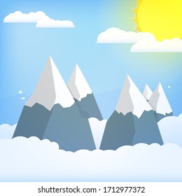 Sky island, landscape poster design template, landing page, vector illustration